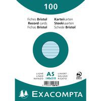 Confezione da 100 schede bristol a righe non perforate 148 x 210 mm